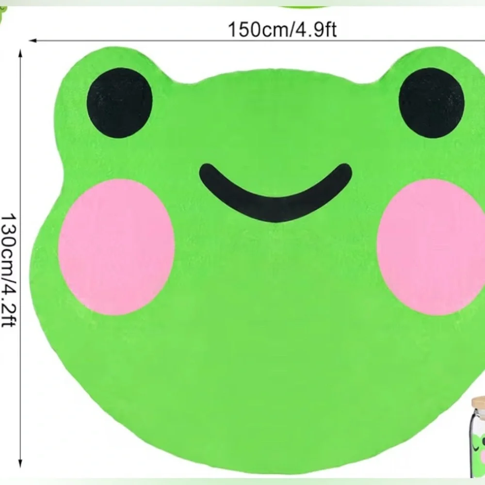 New- Frog plush Face shape Large 60 x 50 Inch cozy  flannel throw blanket